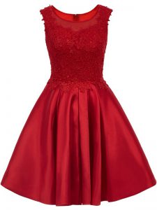 Pretty Wine Red Sleeveless Lace Mini Length Wedding Party Dress
