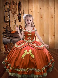 Stunning Sleeveless Lace Up Floor Length Beading and Embroidery Pageant Gowns For Girls