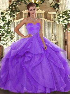 Fitting Tulle Sleeveless Floor Length Quinceanera Dress and Beading and Ruffles