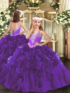 Sleeveless Beading and Ruffles Lace Up Pageant Dress Wholesale
