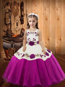 Trendy Sleeveless Embroidery Zipper Little Girls Pageant Gowns