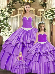 Super Eggplant Purple Ball Gowns Organza Sweetheart Sleeveless Ruching Floor Length Lace Up Quinceanera Gown