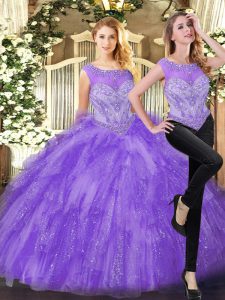 Adorable Scoop Sleeveless Organza Quinceanera Gown Beading and Ruffles Zipper