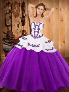 Floor Length Ball Gowns Sleeveless Eggplant Purple 15th Birthday Dress Lace Up