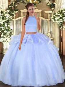 Traditional Organza Sleeveless Floor Length Quinceanera Gown and Beading