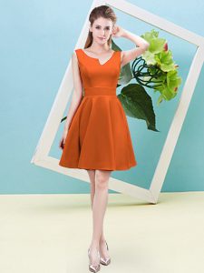 Orange Red Sleeveless Mini Length Ruching Zipper Wedding Guest Dresses
