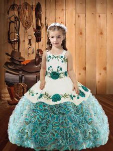 Multi-color Sleeveless Fabric With Rolling Flowers Lace Up Child Pageant Dress for Sweet 16 and Quinceanera