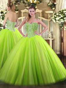 Superior Ball Gowns Sweet 16 Dresses Sweetheart Tulle Sleeveless Floor Length Lace Up