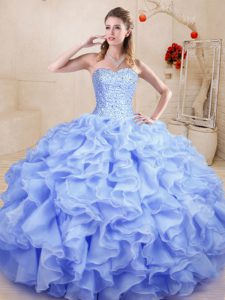 Delicate Floor Length Ball Gowns Sleeveless Lavender Sweet 16 Quinceanera Dress Lace Up