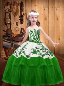 Elegant Sleeveless Lace Up Floor Length Embroidery Child Pageant Dress