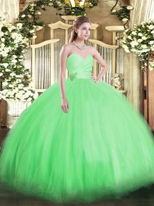Eye-catching Green Sleeveless Tulle Lace Up Vestidos de Quinceanera for Military Ball and Sweet 16 and Quinceanera
