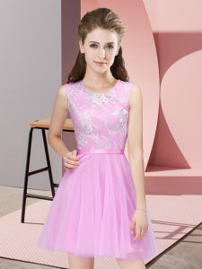 Admirable Mini Length Rose Pink Court Dresses for Sweet 16 Scoop Sleeveless Side Zipper