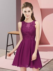 Glorious Mini Length Dark Purple Quinceanera Dama Dress Scoop Sleeveless Zipper