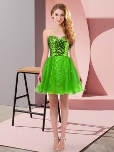Inexpensive Green Sleeveless Tulle Zipper Prom Dress for Prom and Party