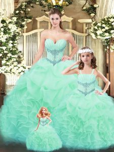On Sale Ball Gowns Quinceanera Gowns Apple Green Sweetheart Tulle Sleeveless Floor Length Lace Up