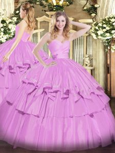 Sexy Floor Length Ball Gowns Sleeveless Lilac Sweet 16 Dresses Lace Up