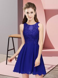 Elegant Royal Blue Bridesmaid Dress Prom and Party and Wedding Party with Appliques Scoop Sleeveless Zipper