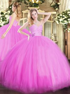 Best Fuchsia Tulle Lace Up 15th Birthday Dress Sleeveless Floor Length Beading