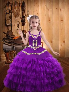 Beauteous Floor Length Ball Gowns Sleeveless Purple Pageant Dress Womens Lace Up
