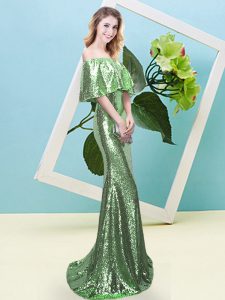 Sophisticated Dress for Prom Prom and Party with Sequins Strapless Half Sleeves Zipper