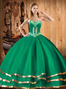 Sweetheart Sleeveless Organza Sweet 16 Dresses Embroidery Lace Up
