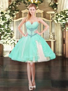 Mini Length Apple Green Prom Dress Sweetheart Sleeveless Lace Up