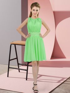 New Style Knee Length Apple Green Bridesmaid Dresses Chiffon Sleeveless Sequins