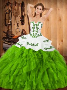 Glorious Ball Gowns Sweet 16 Quinceanera Dress Strapless Satin and Organza Sleeveless Floor Length Lace Up