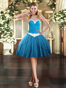 Ball Gowns Prom Gown Baby Blue Sweetheart Tulle Sleeveless Mini Length Lace Up