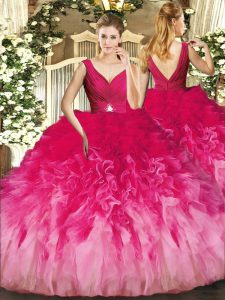 High Class Floor Length Backless Vestidos de Quinceanera Multi-color for Sweet 16 and Quinceanera with Beading and Ruffl