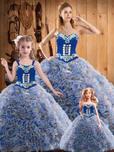 New Arrival Multi-color Ball Gowns Fabric With Rolling Flowers Sweetheart Sleeveless Embroidery Lace Up Quinceanera Gown