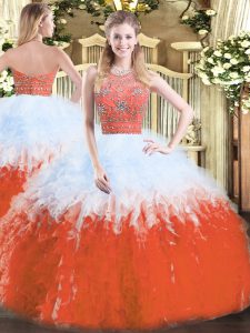 Suitable Multi-color Sleeveless Tulle Zipper Quinceanera Gowns for Military Ball and Sweet 16 and Quinceanera