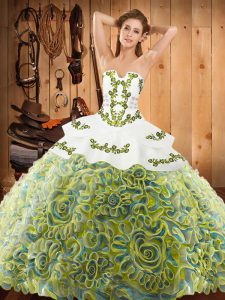 Adorable With Train Ball Gowns Sleeveless Multi-color Sweet 16 Quinceanera Dress Sweep Train Lace Up