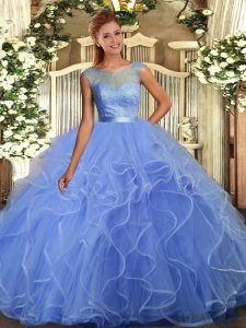 New Arrival Organza Sleeveless Floor Length Quinceanera Dresses and Ruffles