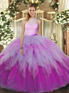 Clearance Ruffles Sweet 16 Quinceanera Dress Multi-color Backless Sleeveless Floor Length