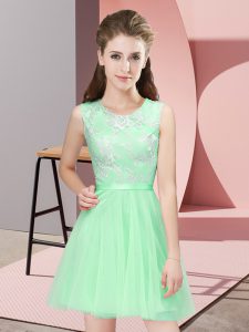 Glorious Apple Green Sleeveless Tulle Side Zipper Wedding Guest Dresses for Prom and Party and Wedding Party