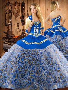 Great Multi-color Vestidos de Quinceanera Military Ball and Sweet 16 and Quinceanera with Embroidery Sweetheart Sleevele
