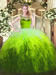 Dynamic Multi-color Sleeveless Beading and Ruffles Floor Length 15 Quinceanera Dress