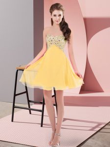 Custom Design Chiffon Sleeveless Mini Length Homecoming Dress and Beading