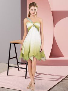 One Shoulder Sleeveless Lace Up Dress for Prom Multi-color Fading Color