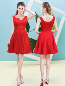 Mini Length A-line Sleeveless Red Wedding Guest Dresses Zipper
