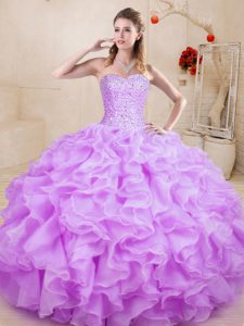 Customized Sleeveless Beading and Ruffles Lace Up Sweet 16 Quinceanera Dress