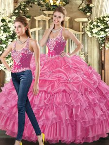 Wonderful Sleeveless Beading and Ruffles and Pick Ups Lace Up Sweet 16 Quinceanera Dress