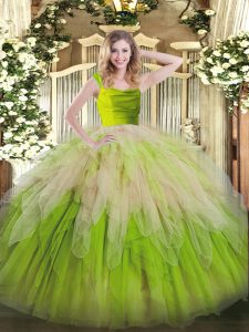 Shining Floor Length Ball Gowns Sleeveless Multi-color Sweet 16 Dresses Zipper