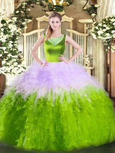 Custom Design Multi-color Sleeveless Tulle Side Zipper Sweet 16 Dress for Sweet 16 and Quinceanera