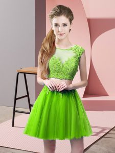Mini Length Zipper Prom Gown for Prom and Party with Appliques
