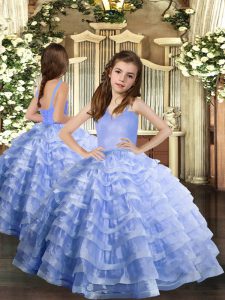 Sleeveless Ruffled Layers Lace Up Little Girl Pageant Dress