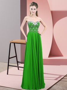 Sweetheart Sleeveless Zipper Prom Dresses Green Chiffon