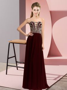 Super Empire Homecoming Dress Brown Sweetheart Chiffon Sleeveless Floor Length Lace Up