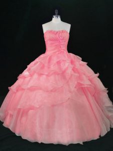 New Arrival Organza Sleeveless Floor Length Quinceanera Dresses and Beading and Ruffles